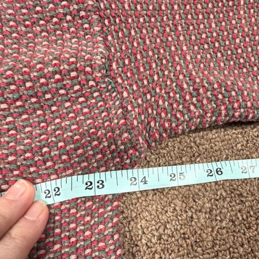 Vintage 70s-80s Hygrade Textured Knit Sweater Burgundy Red Green - Picture 5 of 7